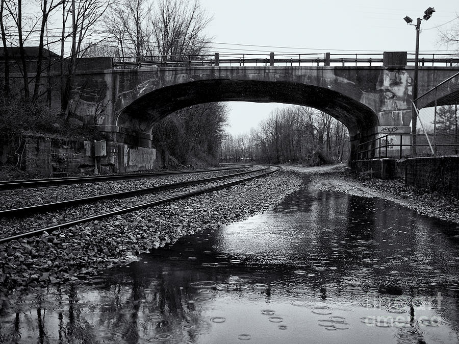 Black And White Photograph - Rainy Sunday at Landing Station by Mark Miller
