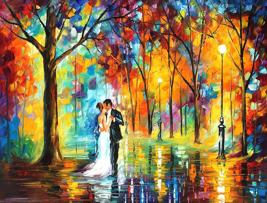 action knife figure therapy hand Palette On  Painting Wedding Oil Rainy By Knife  Canvas