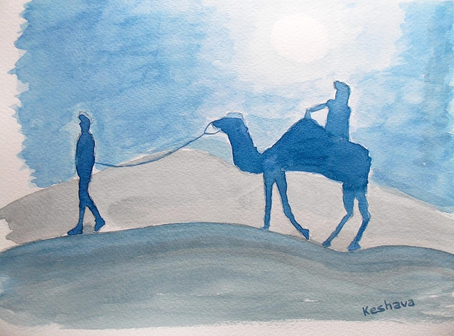 Camel Painting - Rajasthani blues by Keshava Shukla