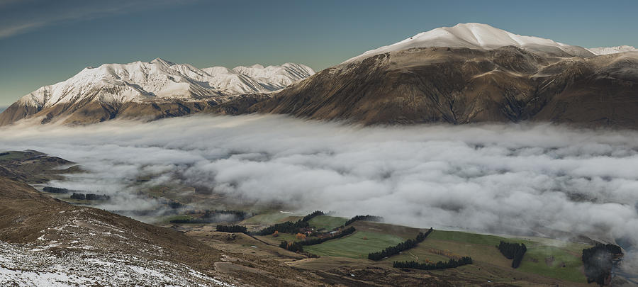 Rakaia River Valley Filled With Fog Photograph by Colin Monteath