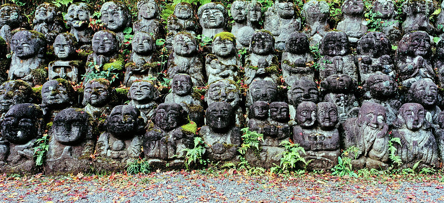 Color Image Photograph - Rakan Sculptures At Otagi Nenbutsu-ji by Panoramic Images