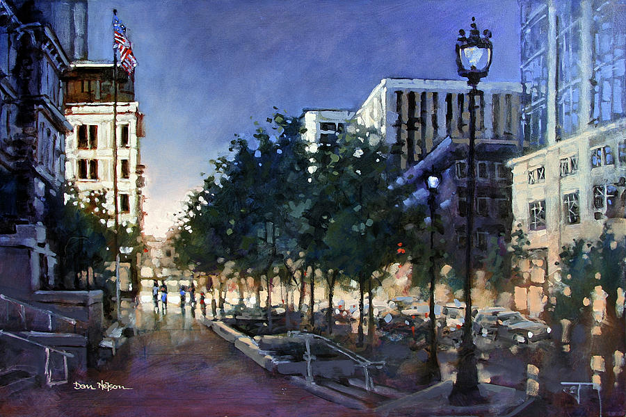 Raleigh Painting - Raleigh Evening Light by Dan Nelson