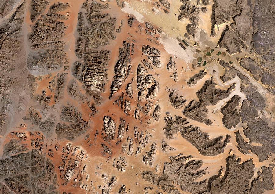 Space Photograph - Ram Desert Transjordanian Plateau Jordan by Anonymous