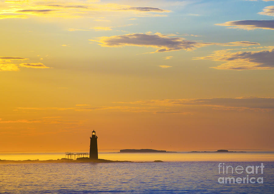 Sunset Photograph - Ram Island Lighthouse Casco Bay Maine by Diane Diederich
