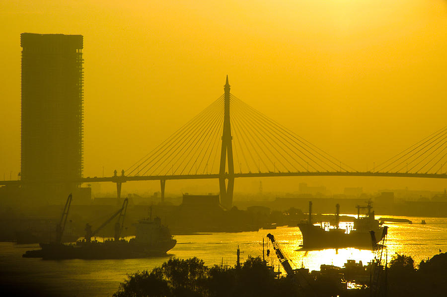 Rama VIII Bridge Bangkok Sunset Photograph by Mark Llewellyn