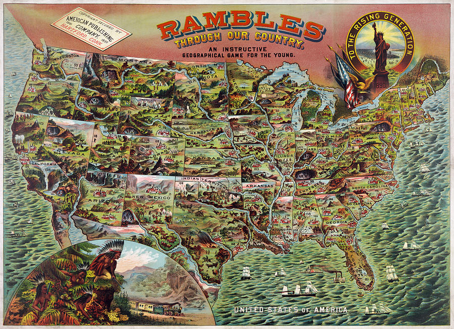 Vintage Digital Art - Rambles Through America by Georgia Clare