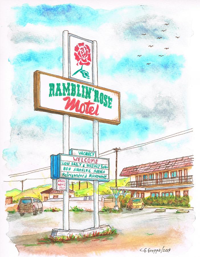 Ramblin Rose Motel in Route 66, Andy Devine Ave., Kingman, Arizona Painting by Carlos G Groppa