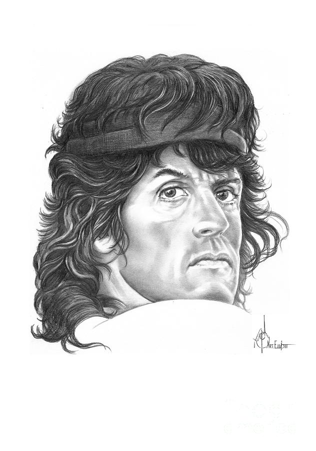 Movie Drawing - Rambo-Sylvester-Stallone by Murphy Elliott