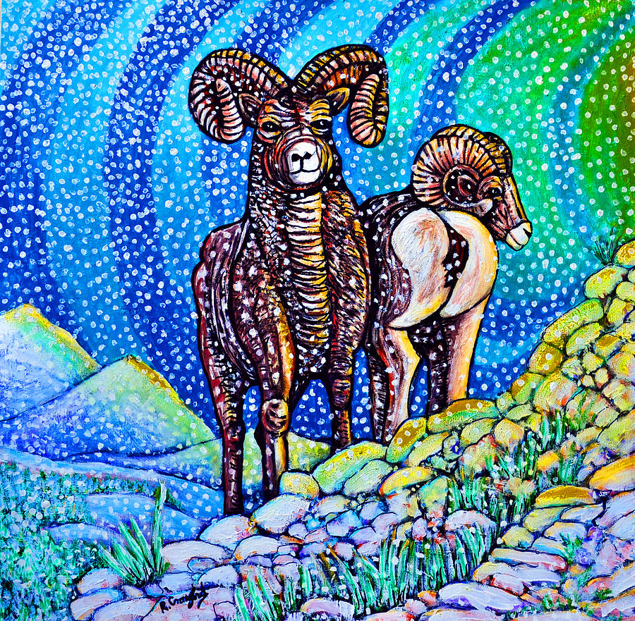 Mountain Painting - Rams first snow by Bob Crawford