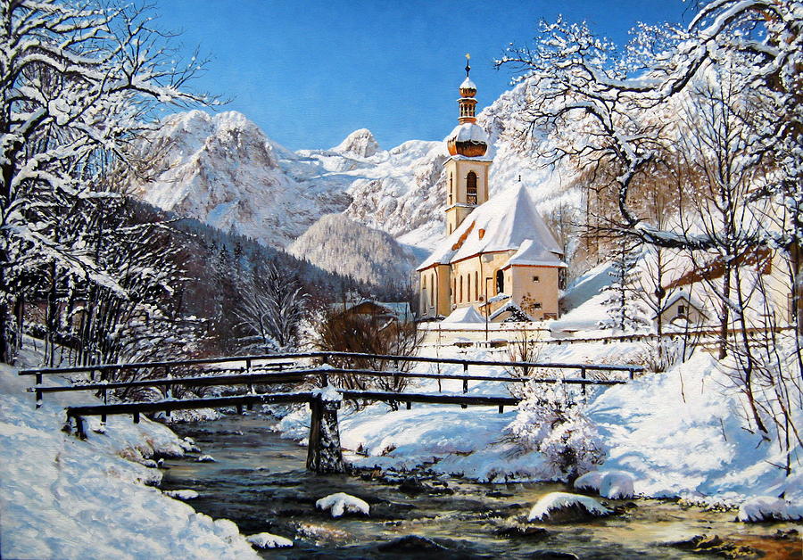 Ramsau Church Germany Painting by Schmidt Roger