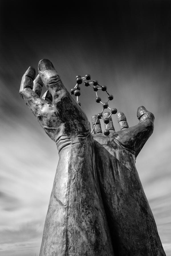 Black And White Photograph - Ramsgate - Hands and Molecule by Ian Hufton