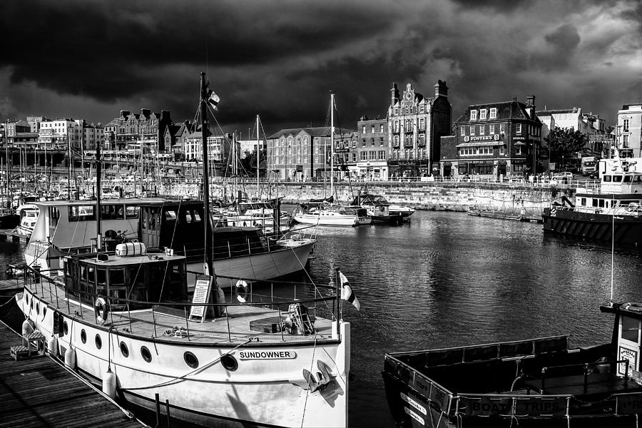 Black And White Photograph - Ramsgate harbour mono by Ian Hufton