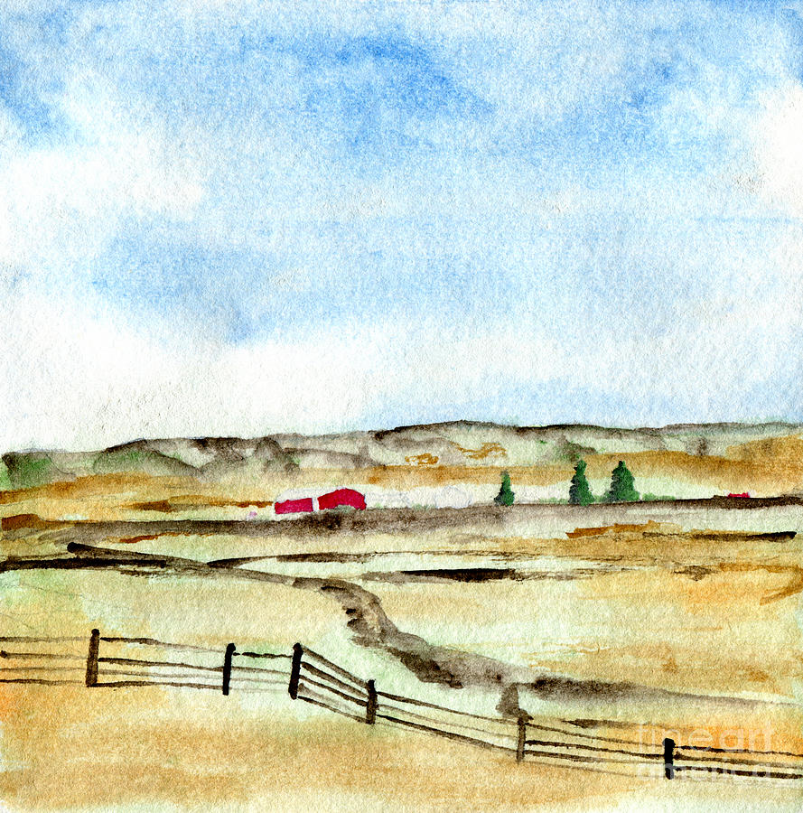 Ranch by the Hills Painting by R Kyllo