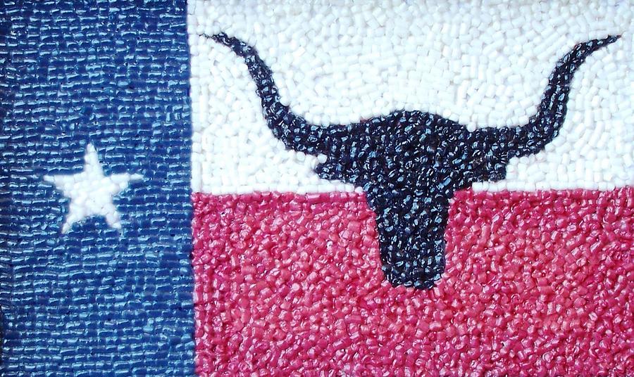 Micro Mosaic Mixed Media - Ranch Collection - Texas Longhorn by Paul London