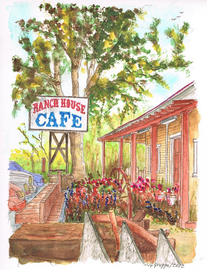 Ranch House Cafe in Lone Pine, Califiornia Painting by Carlos G Groppa