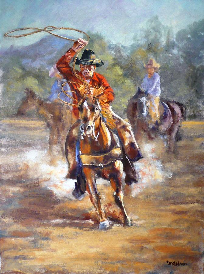 Ranch Rodeo Time - original available Painting by J P Childress