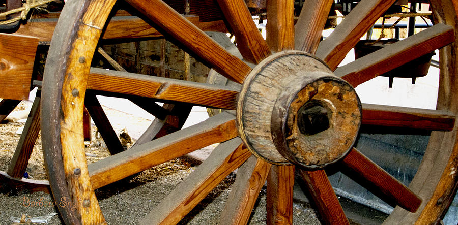Vintage Photograph - Ranch Wagon Wheel Detail by Barbara Snyder