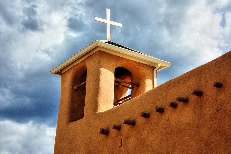 Rancho de Taos Bell Tower and Cross Photograph by Lanita Williams