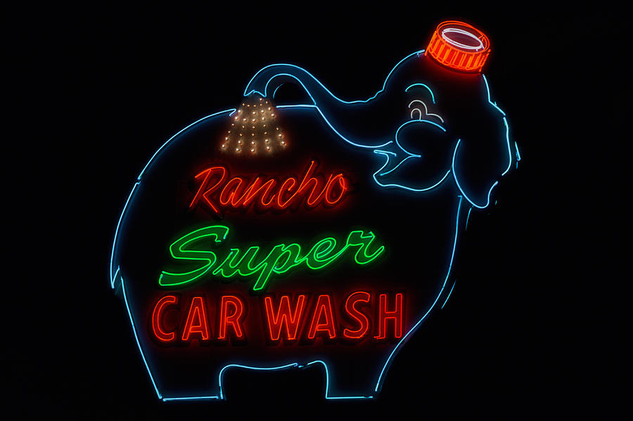 Sign Photograph - Rancho Super Car Wash by Mountain Dreams