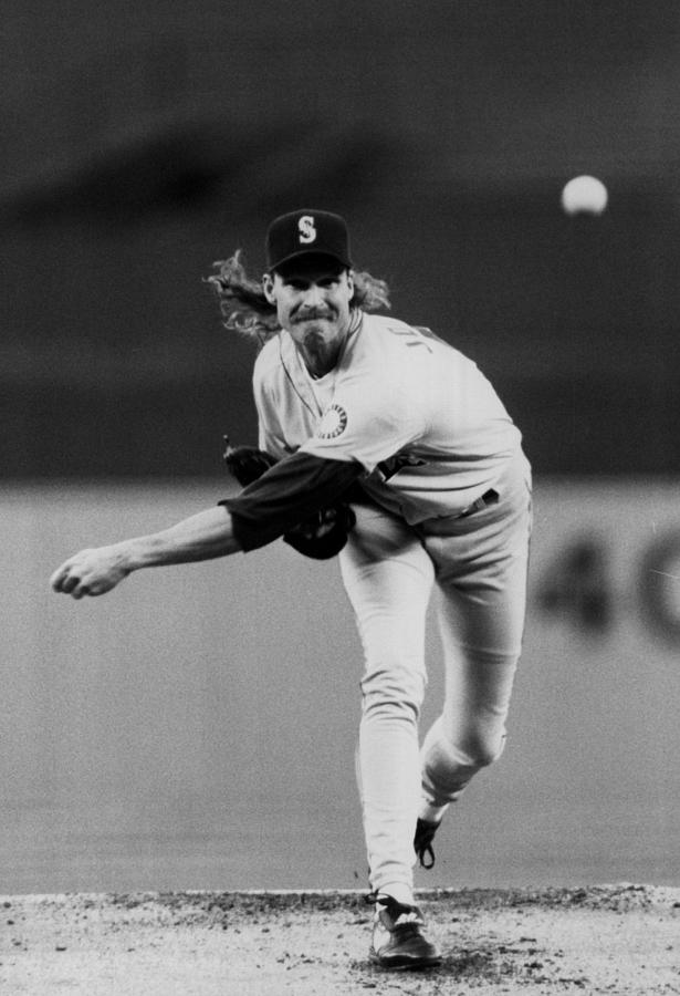 Randy Johnson of the Seattle Mariners... Photograph by The Sporting News