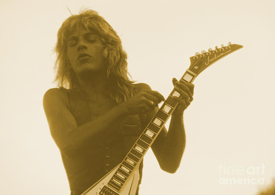 Randy Rhoads flying high at Day on the Green Photograph by Daniel Larsen