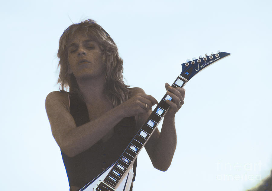 Randy Rhoads flying natural colors format at Day on the Green Oakland CA 7-4-81 Photograph by Daniel Larsen
