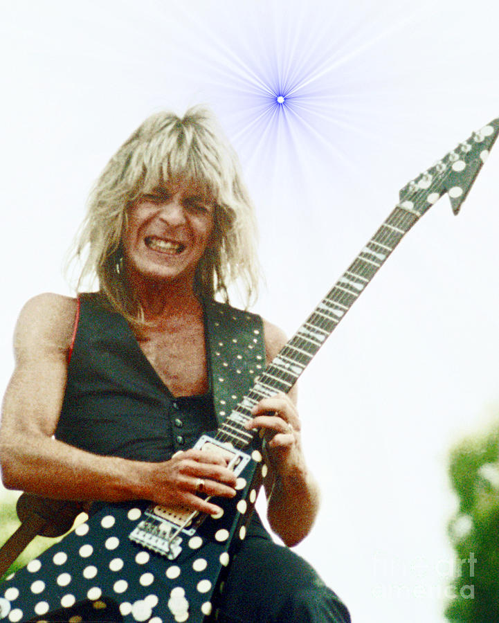 Ozzy Osbourne Photograph - Randy Rhoads at Day on the Green with Super Nova Effect - July 4th 1981 by Daniel Larsen