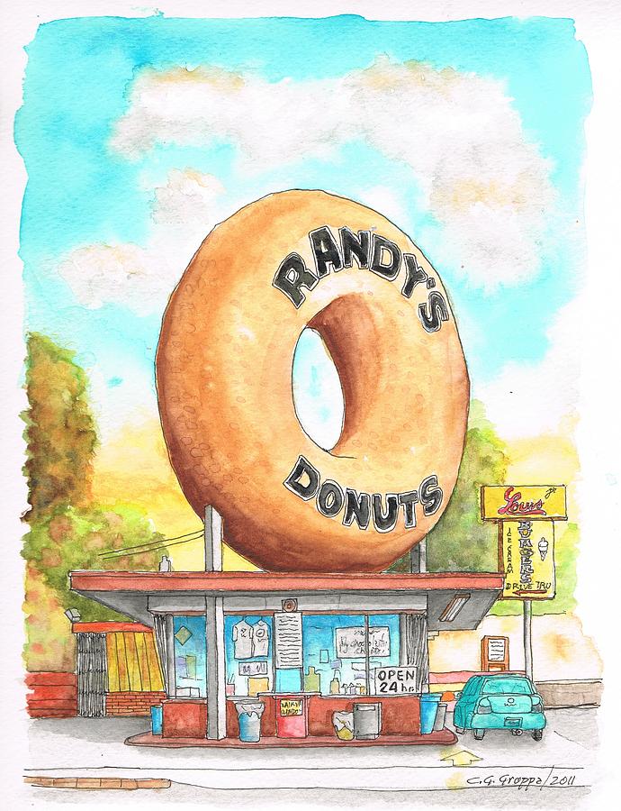 Randys Donuts in Los Angeles - California Painting by Carlos G Groppa