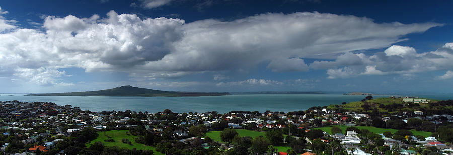 Rangitoto Island from Mt Victoria, Auckland Photograph by copyright Jeff Miller