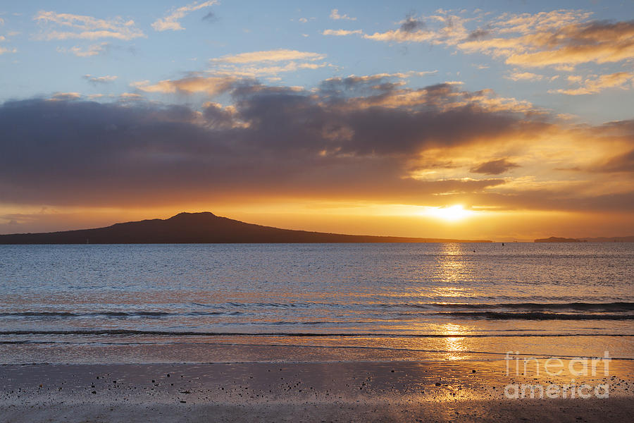 Rangitoto Sunrise Auckland New Zealand Photograph by Colin and Linda McKie