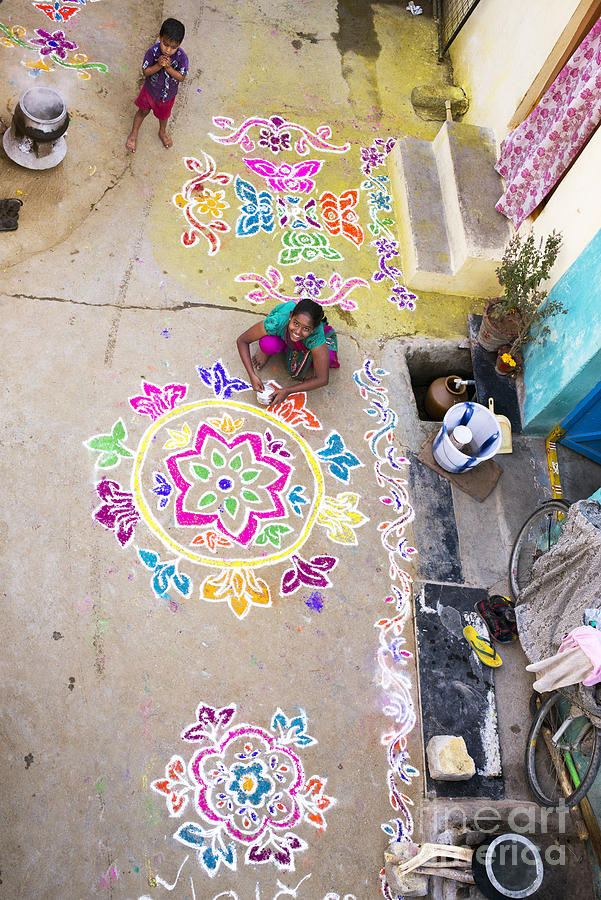 Pattern Photograph - Rangoli Street by Tim Gainey