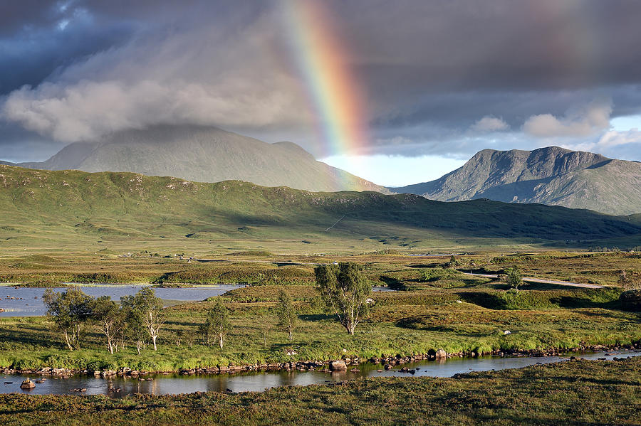 Mountain Photograph - Rannoch Moor Rainbow by Grant Glendinning