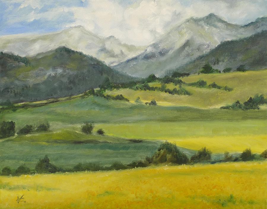 Mountain Painting - Rape Fields in Slovakia by Veronica Coulston