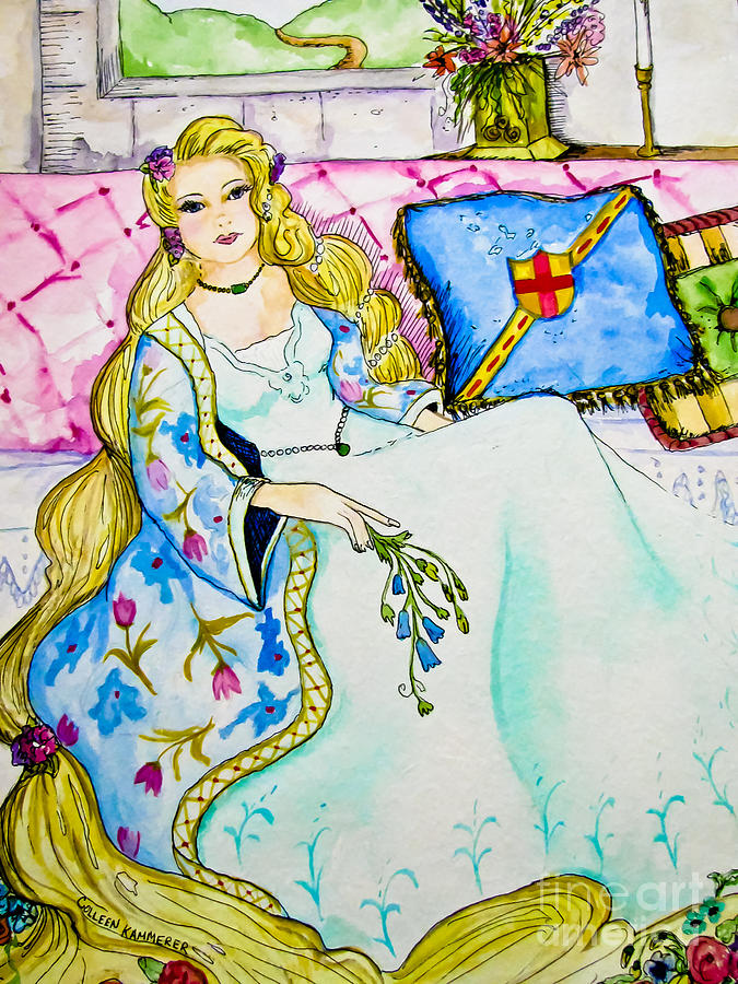 Watercolors Photograph - Rapunzel - Fairy Tale Art by Colleen Kammerer
