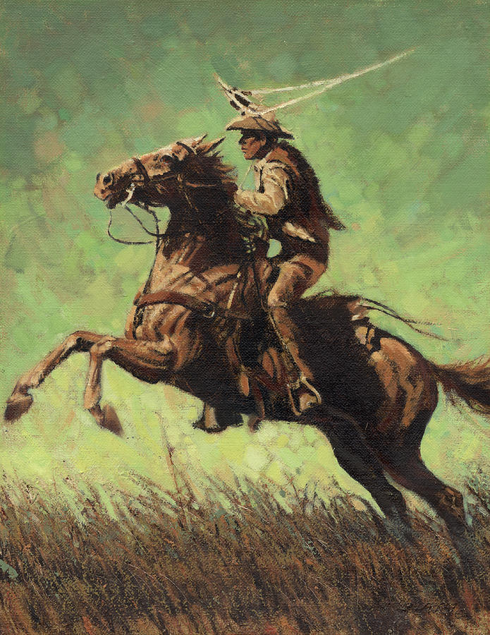 Horse Painting - Roping Raring Horse by Don  Langeneckert