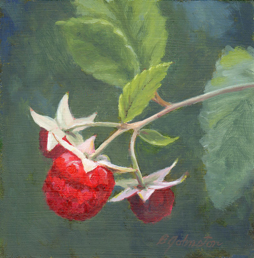 Raspberries Painting by Beth Johnston
