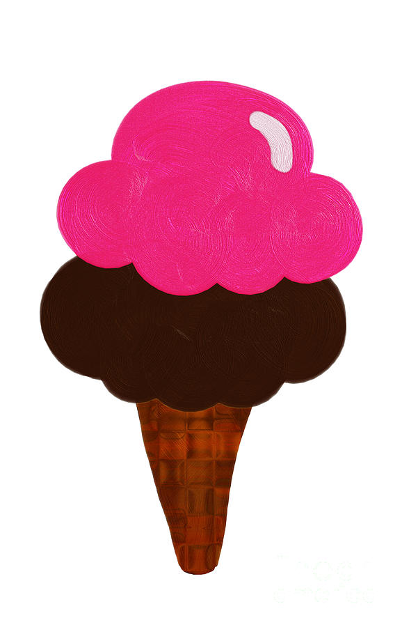 Raspberry And Chocolate Ice Cream Cone  Digital Art by Andee Design