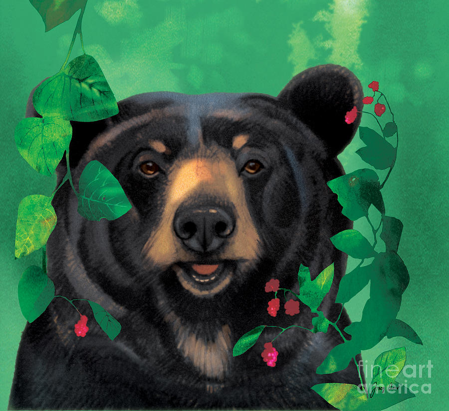Raspberry Bear Painting by Tracy Herrmann