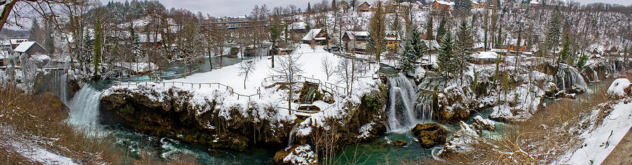 Rastoke waterfalls winter panorama Croatia Photograph by Brch Photography