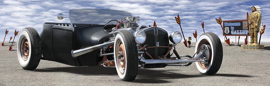 Rat Rod On Route 66 2 Panoramic Photograph by Mike McGlothlen