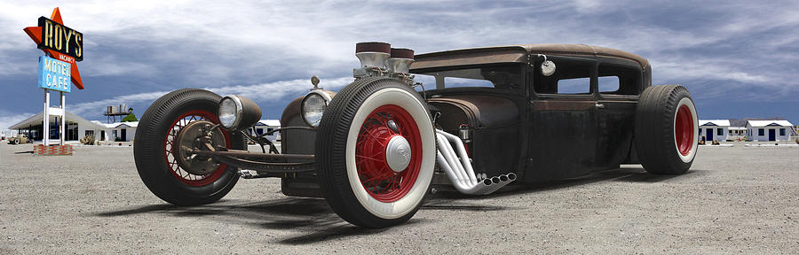 Rat Rod on Route 66 Panoramic Photograph by Mike McGlothlen