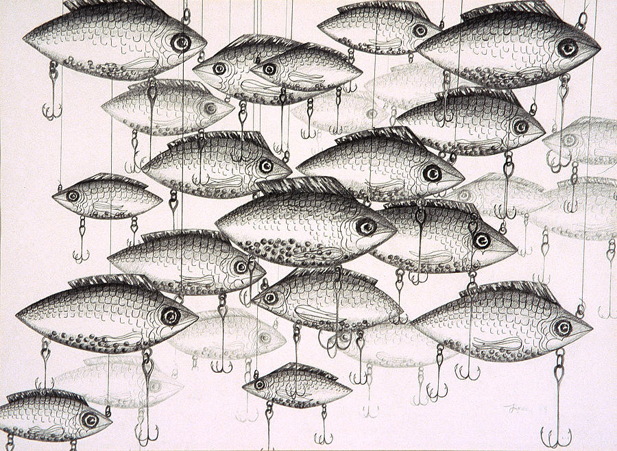 Fish Drawing - Rattle Trap by Linda Rauch