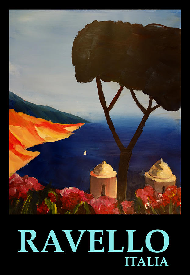 Amalfi Painting - Ravello Salerno Italy View of Amalfi Coast from Villa Rufolo Vintage Italy Poster Style by M Bleichner