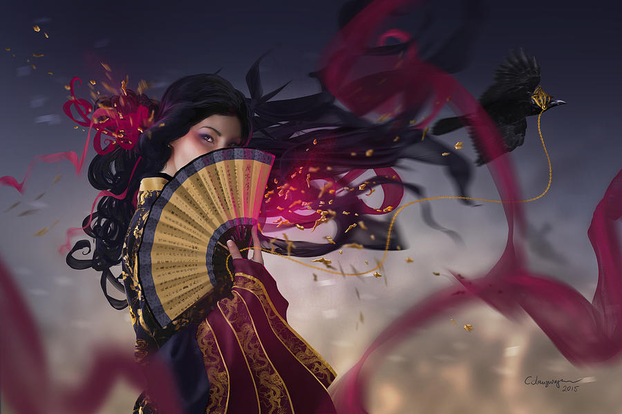 Fantasy Digital Art - Raven by FireFlux Studios