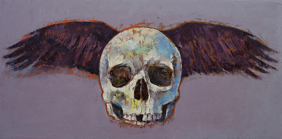 Raven Skull Painting by Michael Creese
