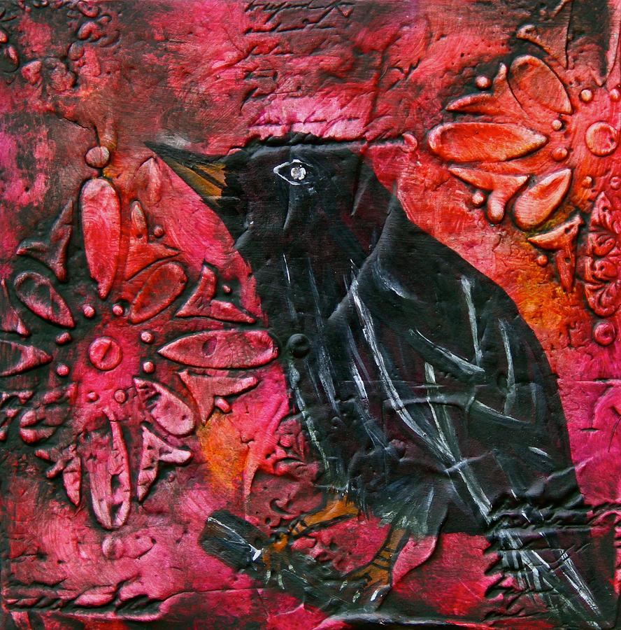 Raven Painting With Textured Background Painting