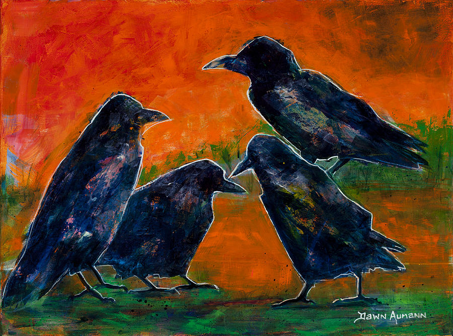 Raven Painting - Raven Pals by Dawn Aumann