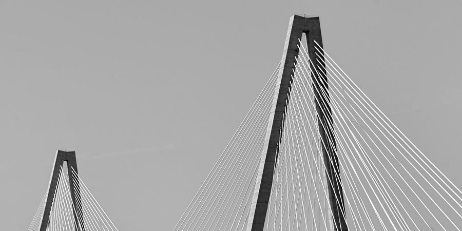 Ravenel Bridge 2 in Black and White Photograph by Jenny Hudson