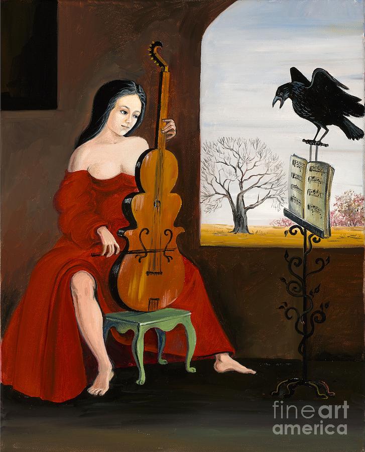 Raven Painting - Ravens Melody by Margaryta Yermolayeva