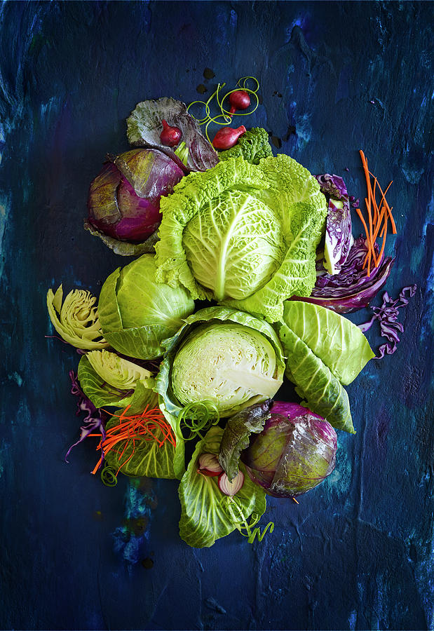 Raw Fresh Cabbage Still Life Photograph by Annabelle Breakey